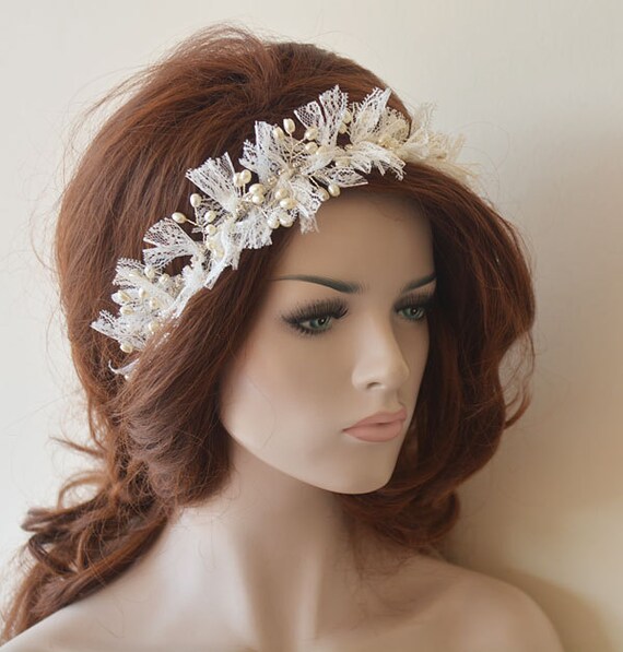Lace and Pearl Wedding Hair Accessories for Bride, Bridal  display picture 1