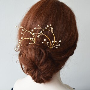 Gold Wedding Hair Pins: Pearl Bridal Hair Piece