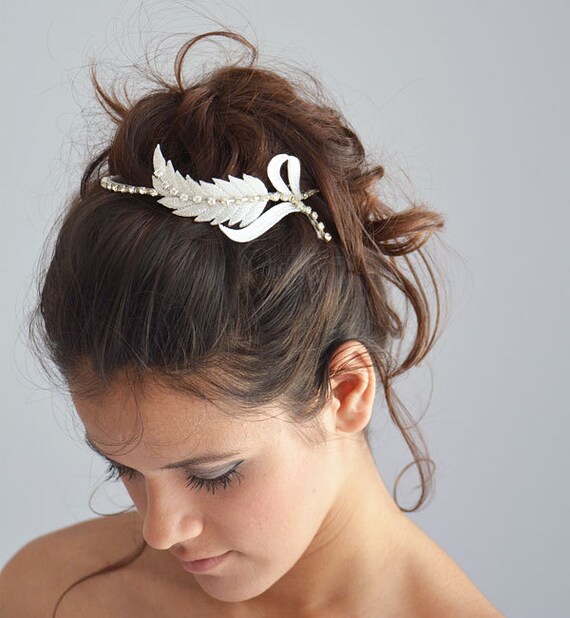 Crystal Tiara Wedding Halo Headpiece Silver Crown Unique Etsy