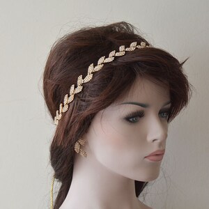 Hochzeit Gold Strass Blatt Stirnband, Braut Haarschmuck, Boho Braut Kopfschmuck, Hochzeit Haarranke, Blatt Tiara, Hochzeit Haarschmuck