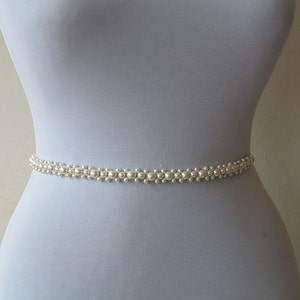 Wedding Pearl Belt, Sash Belt, Wedding Dress Belt, Bridal Pearl Thin Sash, Belt for Wedding Dress, Skinny Pearl Sash, Belt for For Bride image 4