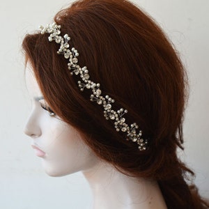 Pearl Headpiece For Bride, Rhinestone and Pearl Bridal Hair Piece, Headpiece For Wedding image 1