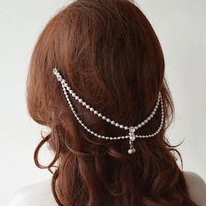 Bridal Hair Accessory, Wedding Headband, Pearl Headpiece, Crystal and Pearl, Bridal Head Chain, Pearl Hair Jewelry, Wedding Hair Accessories