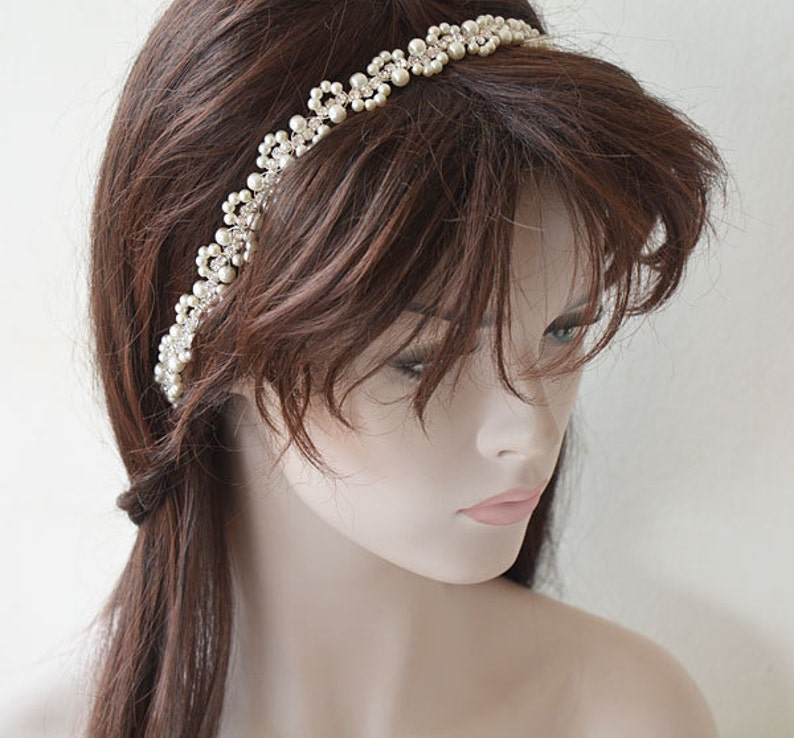 Pearl Wedding Hair Piece, Rhinestone Bridal Hair Accessories image 5