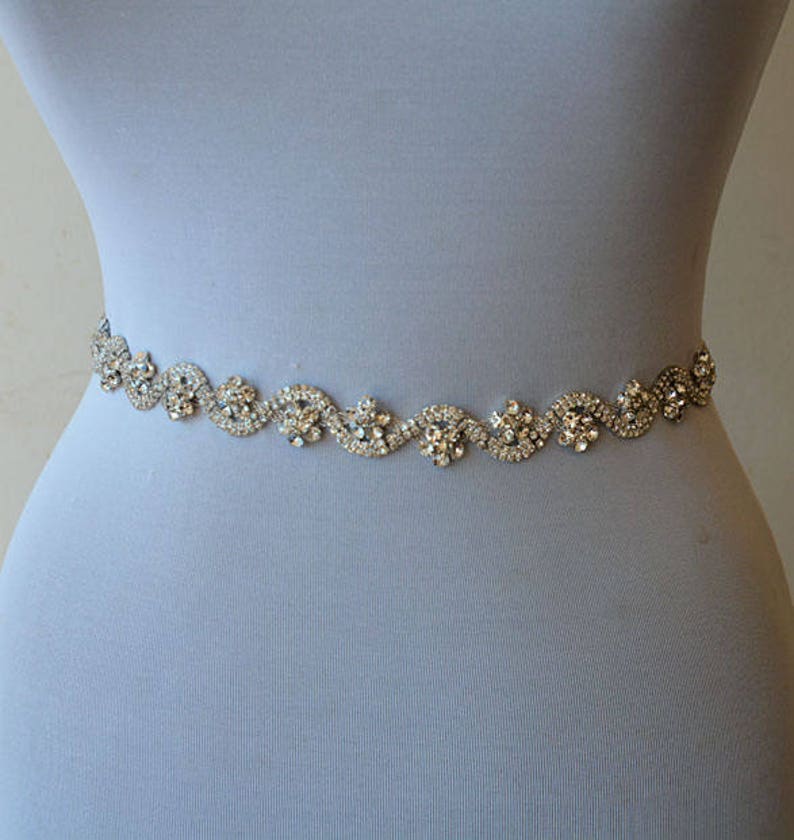 Bridal Sash Belt Wedding Dress Belt Silver Crystal Etsy