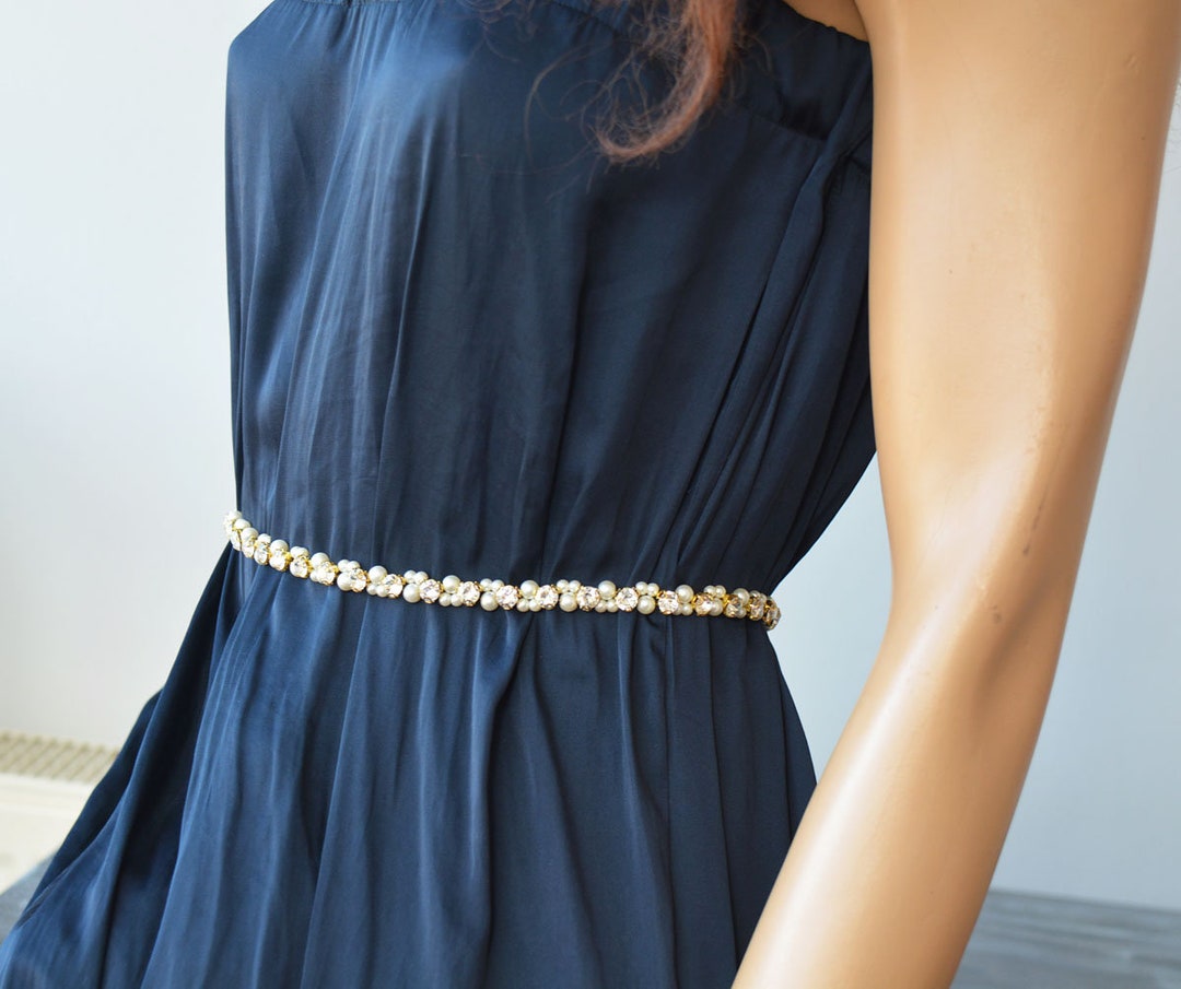 Wedding Dress Belt Pearl Bridal Belt Thin Wedding Belts Etsy