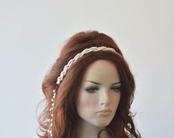 Pearl Wedding Headpiece, Halo Bridal Hair Piece, Pearl Hair Chain for Wedding, Wedding Dress Accessories, Headpiece For Bride, Wedding gift