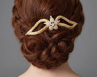 Vintageinspirerad hårkam med strass, hårsmycke för brudparet i kristall