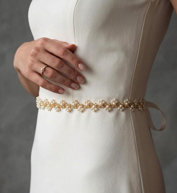 Pearl Rhinestone Wedding Belt: Handmade Bridal Sash - Etsy