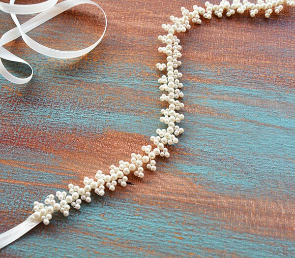 Cintura Da Sposa Fatta A Mano Con Cristalli E Perle – Fascia Sottile Per Abito Da Sposa