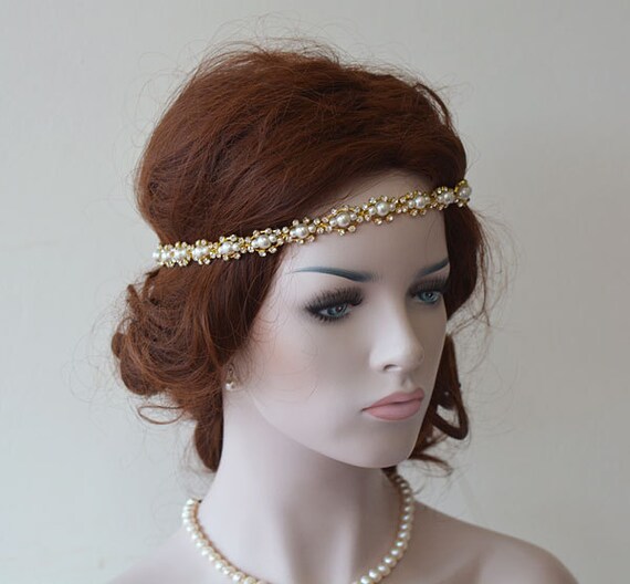 Pearl Rhinestone Bridal Headband: Handmade Wedding Hair  display picture 3