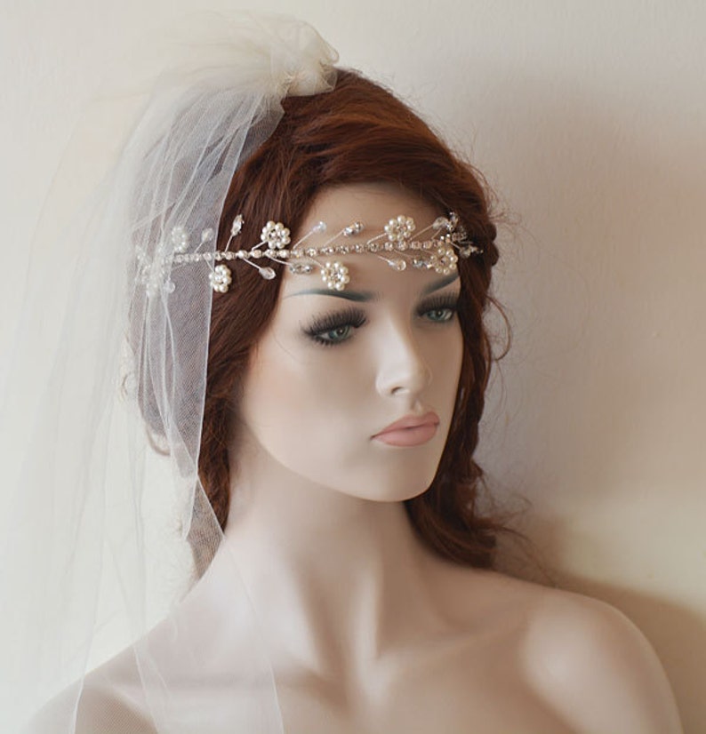 Pearl Wedding Hair Accessories, Crystal Bridal Hair Piece image 2