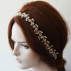 Pearl Headpiece For Bride, Rhinestone and Pearl Bridal Hair Piece, Headpiece For Wedding image 4