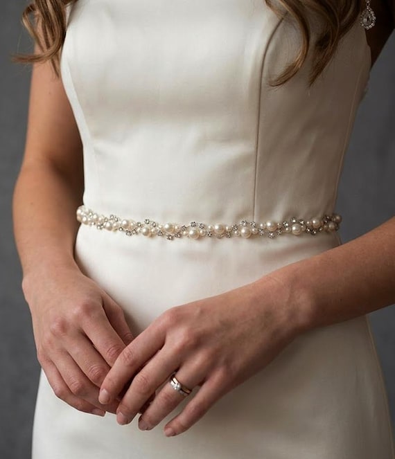 Handmade Pearl Rhinestone Bridal Belt: Elegant Wedding Sash  display picture 2