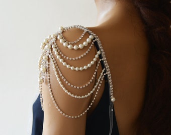 Detachable Strap For Wedding Dress,  Bridal Pearl Straps, Crystal and Pearls, Bridal Shoulder Strap, Removable Bridal Straps, For Bride