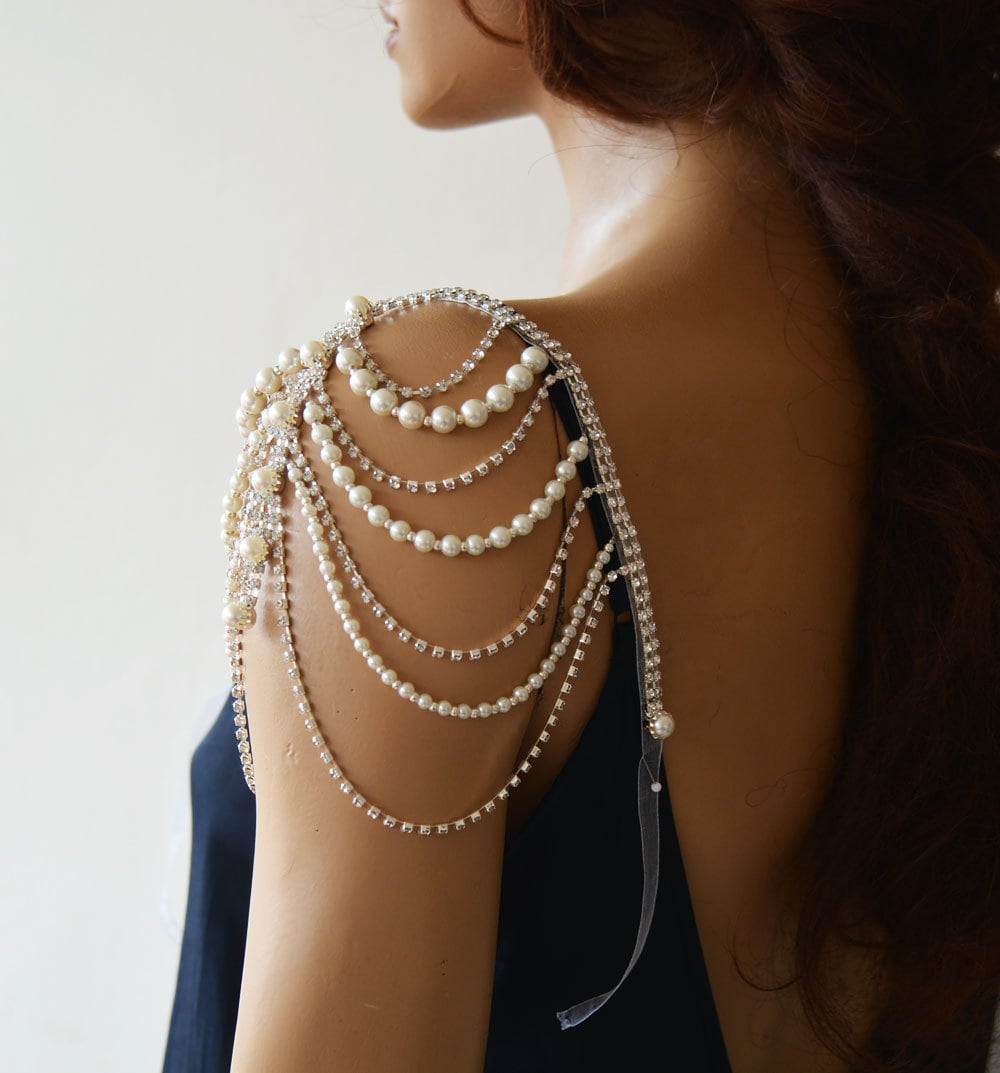 Bridal Pearl Shoulder Straps: Crystal Rhinestone Wedding Dress