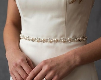Cinturón de novia con perlas y diamantes de imitación: faja nupcial hecha a mano