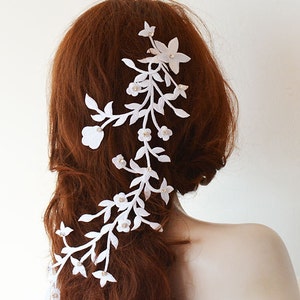 Weißer Blumen Hochzeit Haarkranz: Braut Haarteil
