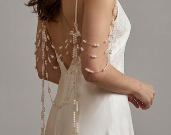 Elegant Pearl Body Shoulder Chain – Bridal Detachable Wedding Jewelry
