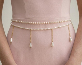 Pearl Bridal Belt, Wedding Dress Sash, Bride Dress Accessories