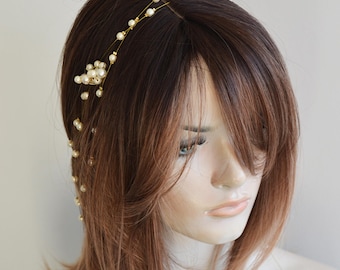 Wedding Pearl Long Hair Vine, Wedding Hair Accessories For Bride