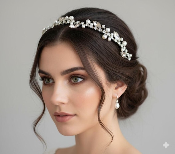 Vintage Rhinestone Bride Tiara Crown Wedding Headpiece Bridal Crown Vintage Silver Headpiece With Sparkling  main image 2