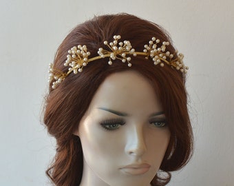 Elegant Pearl Bridal Wreaths Tiaras, Wedding Hair Piece For Bride, Wedding Hair Accessories