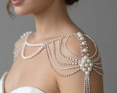 Pearl Rhinestone Shoulder Necklace: Bridal Wedding Jewelry