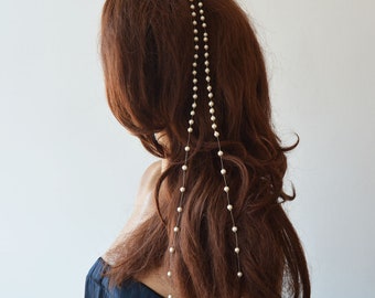 Pearl Hair Chain for Wedding, Pearl Hair Chain for Long Hair, Bridal Accessories