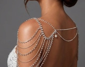 Handmade Bridal Shoulder Necklace: Silver Rhinestone & Pearl Wedding Jewelry