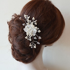Spitze und Perle Hochzeit Haarkamm für Braut, Braut Haarschmuck