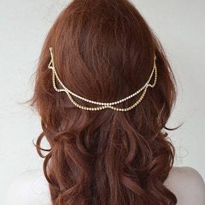 Wedding Crystal Hair Piece, Bridal Elegant Accessories For Bride, Rhinestone Hair Chain
