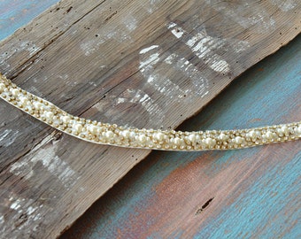 Cintura Da Sposa Fatta A Mano Con Strisce Di Perle E Cristalli, Fascia Per Abito Da Sposa - Accessorio Elegante - Foto 3