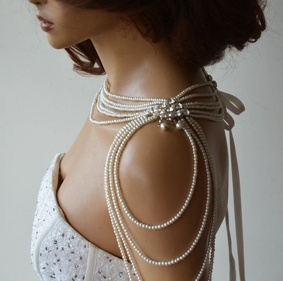 Pearl Shoulder Necklace, Wedding Dress for Shoulder Jewelry, Bridal  Shoulder Necklace, Rhinestone and Pearl Bridal Jewelry Accessories 