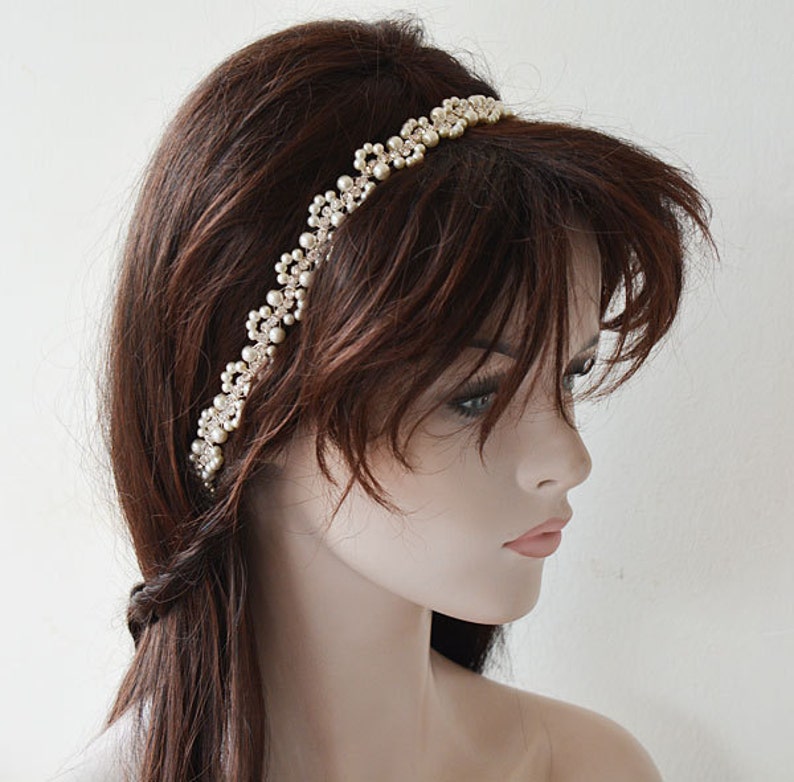 Pearl Wedding Hair Piece, Rhinestone Bridal Hair Accessories image 6