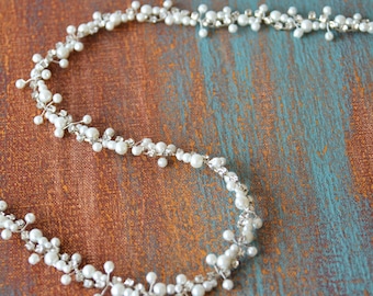 Wedding belt, Pearl Belt for Wedding Dress, Pearl Bridal Sashes and Belts, Crystal Belt Bridal, Rhinestone and Pearl Thin Wedding Belt