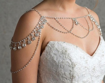Bridal Pearl Shoulder Necklace: Handmade Wedding Dress Accessory