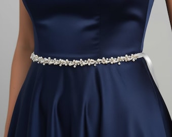 Handmade Pearl Rhinestone Bridal Sash – Wedding Dress Belt