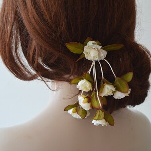 Off White Romantic Flower Bridal Hair Comb, Wedding Floral Hair Accessories For Bride