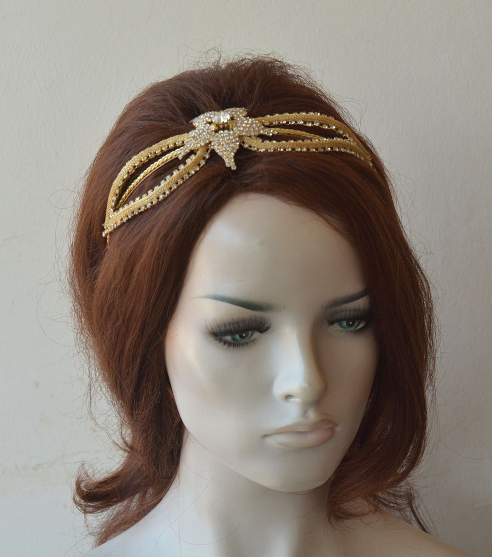 Gold Bridal Tiara Headband Wedding Crown Rhinestone Crown Etsy