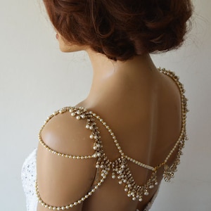 Bijoux de mariage couleur or, épaule de robe de mariée, collier d'épaule de mariage, accessoire de robe de mariée, collier d'épaule de mariée