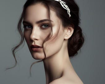 Silver Vintage Inspiration Wedding Hair Tiara Headpiece, Bridal Tiara Crown