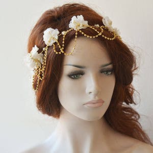 Gold  Wedding Floral Hair Vine,  Crystal Bridal Headpiece, Wedding Hairpiece, Rhinestone Headband, Wedding Hair Accessory