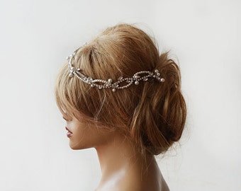 Pearl and Rhinestone Vintage Inspired Wedding Headpiece, Bridal Hair Accessories