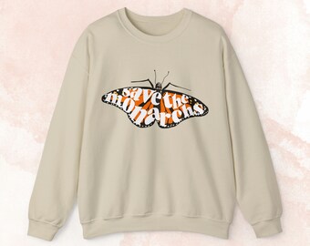 蝶好きのための Save the Monarchs クルーネック スウェットシャツ