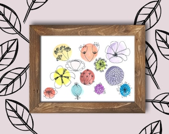 Abstract Flower Watercolor Digital Print Nursery Art Flower Living Room Art Watercolor Flowers Nursery Art Flower Watercolor Painting Home