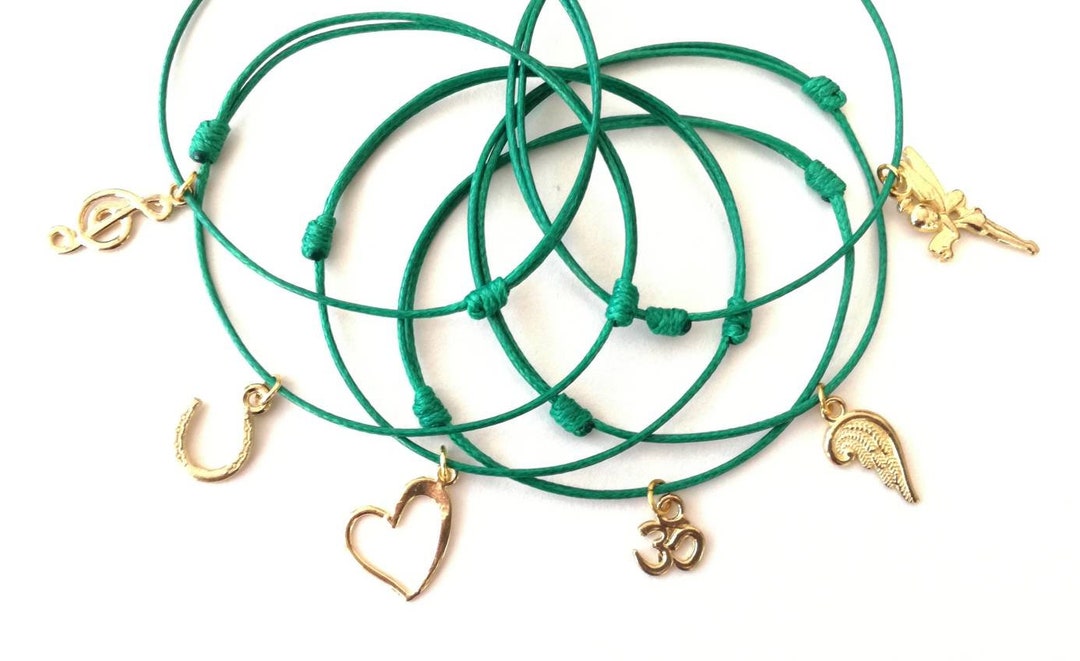 Green Talisman Bracelet Green String Bracelet Heart Etsy