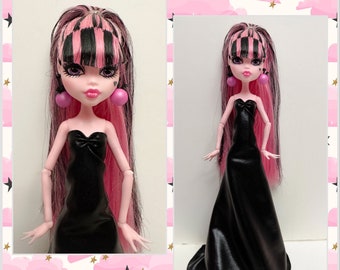 Black Shine Evening Gown Fits Slim 11" Fashion Dolls