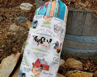 Farm Animals Bag Holder, Shopping Bag Dispenser, Cow Grocery Bag Holder, Cow Decor, Farm Decor, Barn Siding Bag, Pig Decor, Chicken Bag