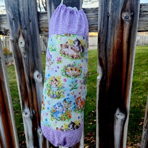 Cat Grocery Bag Dispenser, Shopping Bag Holder, Kitty Plastic Bag Keeper, Housewarming Gift, Butterfly Decor, Kitchen Organization image 8